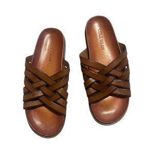 Cole Haan Feathercraft Brown Slide Sandal’s Slides Leather Sz 10